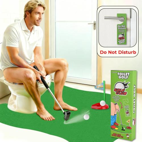 Toilet Golf Game Set - Toilet Golf Bathroom Game for Adults, for Father - Ideal Father’s Day or Birthday Golf Gifts for Men Women and Kids