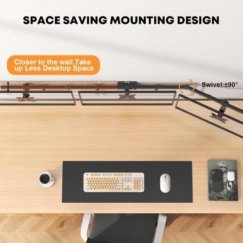 Triple Monitor Wall-Mount for 17-32 Screens - Adjustable Heavy Duty Three Wall Monitor Mount with Cable Management, Space-saving,Tilt, Swivel, Rotation, VESA 75/100 mm, Max 15.4lbs per Screen, Black