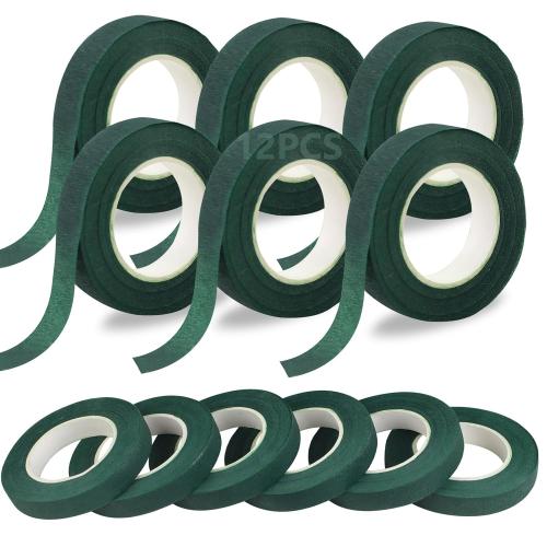 12 Rolls Floral Ribbon 1/2 Inch Dark Green Flower Ribbon,