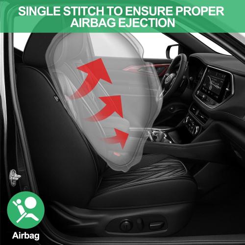 2 Front Car Seat Covers Fit for Fit for Traverse 2007-2025: Waterproof Faux Leather Seat Covers Automotive Breathable Seat Cushion Protector Airbag Compatible (2PCS Front, Black)