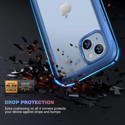 Diaclara Designed for iPhone 14 Case, Full Body Rugged Case with Built-in Touch Sensitive Anti-Scratch Screen Protector, with Camera Lens Protector for iPhone 14 6.1 (Elegant Blue)