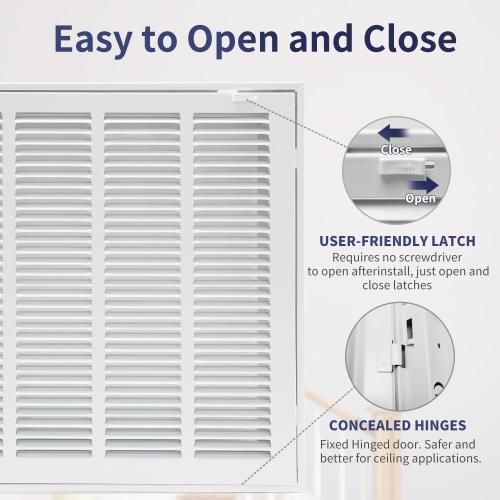 18W x 18H [Duct Opening Size] Steel Return Air Filter Grille - Removable Face/Door for 1 inch Filters -HVAC Vent Cover Grill - White [Outer Dimensions: 20 5/8W X 20 5/8H]