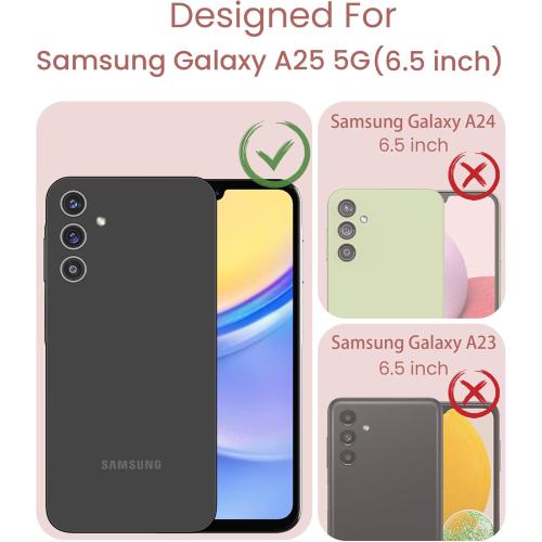 for Samsung Galaxy A25 5G Case Tempered Glass Screen Protector,Military Grade Protective Slim Soft TPU & Hard PC,Girls Women Crystal Clear Flower Pattern Case Cover for A25 5G-Black