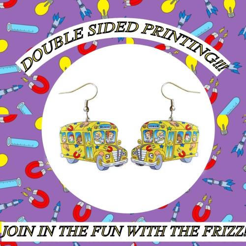 Cute Pair of School Bus Earrings foe Teachers, Principals, Bus Drivers, Educators, Librarians and More. Frizzle Style School Bus Earrings for Teacher Gifts, Teacher Appreciation, Ms. Frizzle Costume