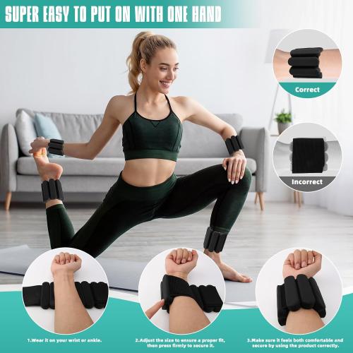 YOVKOK Ankle Weights, 1LB/ 2LB Each, Multiple Options | Wrist Leg Arm Weights for Women Men, Adjustable Silicone Weighted Bangles for Walking, Yoga, Pilates, Home Gym Workout