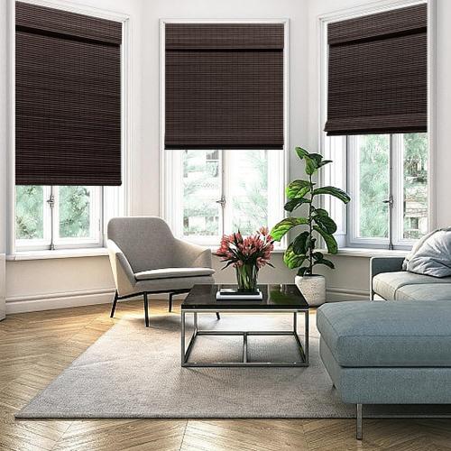 SEEYE Cordless Bamboo Roman Shades, Blackout Natural Bamboo Blinds for Indoor Windows, Roll Up Blind Privacy Shade for Home, Office, Door, UV Resistant & Easy to Install, 44 W x 64 H, Brown