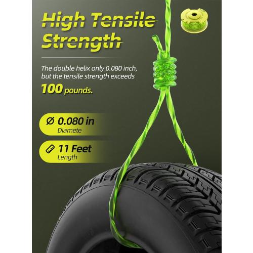 String Trimmer Refill for Ryobi One Plus  AC80RL3,11 FT/0.080-Inch Weed Eater String Compatible with Ryobi Weed Wacker 18v, 24v, and 40v Trimmers (12 Trimmer Line & 3 Trimmer Cap)