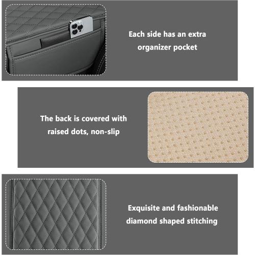 Stacool Upgraded Car Center Console Cover,Microfiber Leather Car Armrest Cover Cushion with 2 Storage Bags,Universal Car Armrest Storage Box (Gray)