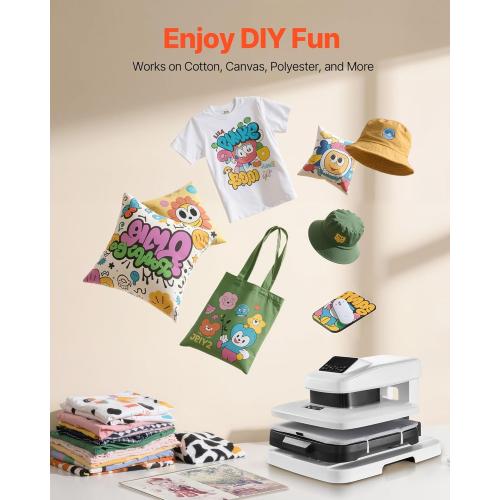 VEVOR Auto Heat Press Machine, 15 x 15 inch, T-Shirt Press Machine with Auto Release and Adjustable Pressure, Digital Display, Rapid Heating, for Sublimation, Vinyl, Heat Transfer Projects, White