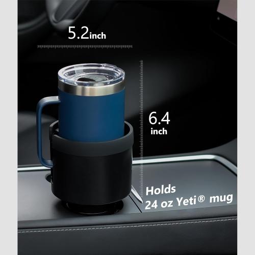 Seven Sparta Car Cup Holder Expander with Adjustable Base, Compatible with Hydro Flasks 32/40 Ounce, Compatible with Yeti Ramblers 20/26/30 Ounce, Other Bottles in 3.4-3.8 (Black)