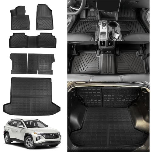 Rongtaod Floor Mats Compatible with 2022 2023 2024 2025 Hyundai Tucson Upgrade Cargo Mat Trunk Mat Cargo Liner Back Seat Cover Protector Tucson Accessories (Backrest Mats Trunk mat Floor Mats)