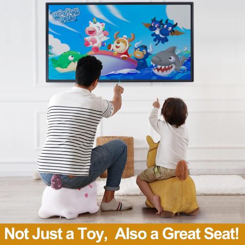 iPlay, iLearn Bouncy Pals Hopping Horse, Toddler Girl Boy Inflatable Bouncing Animal Hopper Toy, Outdoor Indoor Plush Ride on Bouncer, Baby Birthday Gift 18 Month 2 3 4 Year Old Kid - Horse