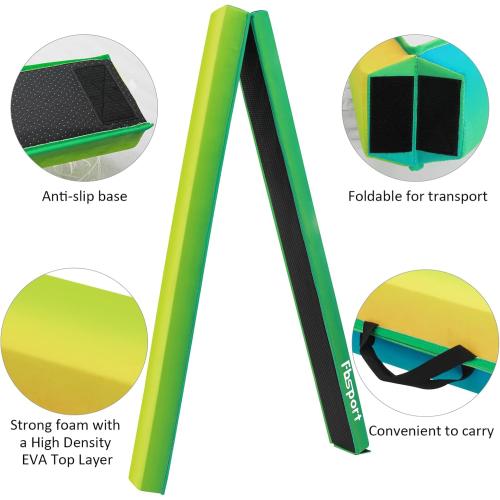 FBSPORT 8ft/6ft Balance Beam: Folding Floor Gymnastics Equipment for Kids Adults,Non Slip Rubber Base, Gymnastics Beam for Training, Practice, Physical Therapy and Professional Home Training