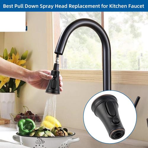 Hibbent Kitchen Faucet Head Replacement, Pull Down Faucet Spray Head, 3 Function Faucet Sprayer Nozzle, 15 Adapters Compatible with Moen, American Standard, Delta, Kohler Faucets, Oil-Rubbed Bronze