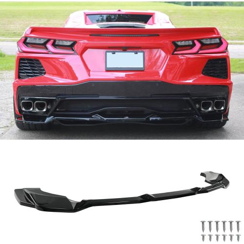 Rear Diffuser for Corvette C8 Stingray/Z51/E-Ray 2020-2025 | 3PCS Rear Spoiler Splitter,Add On Rear Bumper Lip,Glossy Black Body Kit,Can’t Fit with Z06 Model