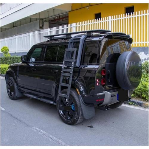 Telescopic Side Folding Ladder Compatible For LAND ROVER Defender 90 110 2020 2021 2022 2023 2024 (90 Black)