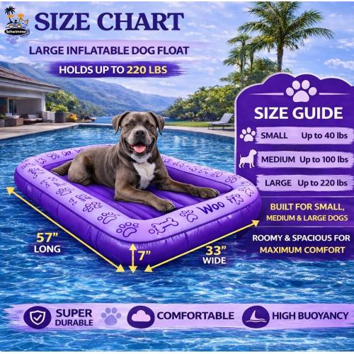Schwimmer Dog Pool Float – Premium Pool Float for Large Dogs up to 220lbs – Durable & Inflatable Dog Raft for Pool, Lake & Beach – Comfortable & Safe Floating Mat for Summer Fun - Dog Floatie