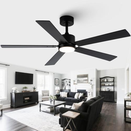 Ceiling Fans with Lights, 52 Inch Modern Ceiling Fan with Remote Outdoor Ceiling Fan for Bedroom, Living Room,High CFM Ceiling Fans with 3CCT LED Lights Kit, Quiet DC Motor, Timer