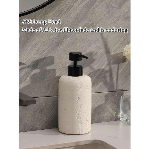 11oz 2 Pack Cream Soap Dispensers 340mL 11 OZ, 2 PCS Luxurious Hand Dish Lotion Shampoo Soap Dispenser Jar, Travertine Soap Pump Bottles for Kitchen Bathroom Countertop (Cream)