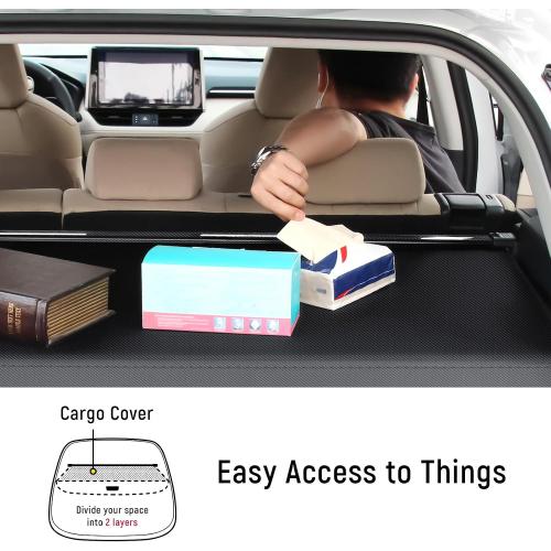 ZZEQYG Cargo Cover for 2018-2024 Chevy Chevrolet Equinox/GMC Terrain Accessories Retractable Cargo Cover Trunk Cover All Weather Shielding Shade Cargo Luggage Cover (Carbon Fiber)