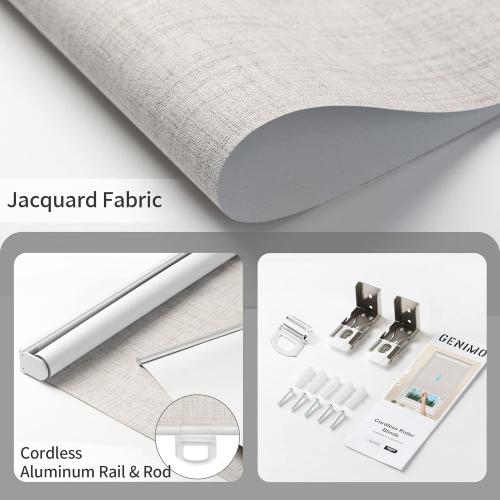 GENIMO 100% Blackout Roller Window Shades, Window Blinds Cordless with Thermal Insulated, UV Protection Fabric, Mini French Door Blinds for Home, Office, Bedroom, Easy to Install, Ivory, 37 W X 72 H