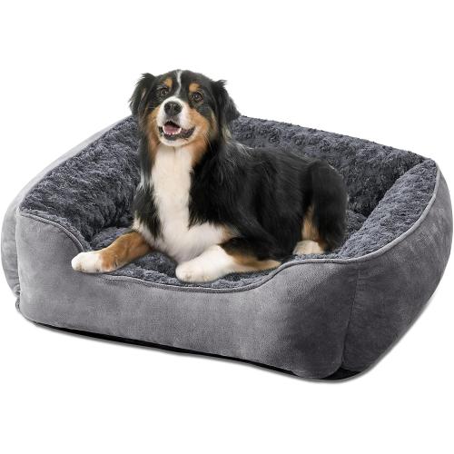 JOEJOY Rectangle Dog Bed for Large Medium Small Dogs - Washable Orthopedic Sofa Bed, Soft Breathable Puppy & Pet Cuddler, Durable Calming Dog Bed with Anti-Slip Bottom, Multiple Sizes, Dark Grey