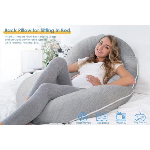 INSEN Cooling Pregnancy Pillow, Maternity Pillow for Pregnant Women, C Shaped for Side Sleeping(Cooling Silky Grey)