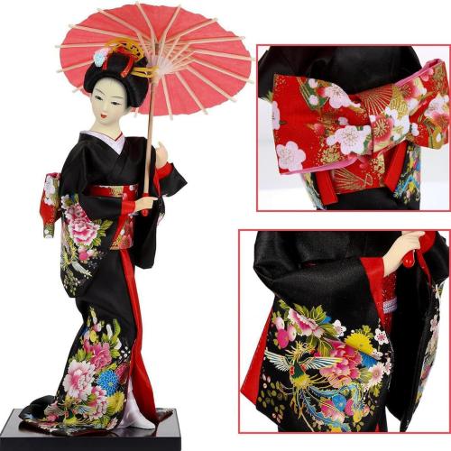 Earlyred 12 Inch Japanese Geisha Kimono Doll 30cm Asian Kimono Doll Collectible Figurine Decoration Gift Red
