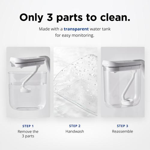 Carepod Mini 21P Ultrasonic Cool Mist Humidifier Whisper-Quiet Filter-Free Easy Clean - Only 3 Washable Parts to Clean, Auto Shut-off, 0.74gal 2.8l Tank, Nursery, Baby, Kids Bedrooms