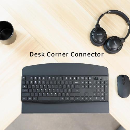 VIVO 17 inch Corner Desk Connector Platform for Mounting Under-Desk Keyboard Trays on L-Shaped Workstations, Black, DESK-AC07S