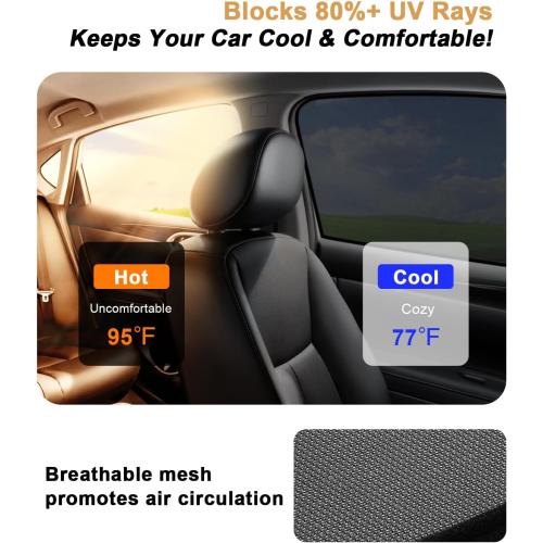 ECOZEN Car Window Sunshade for 2024-2025 2026 Toyota Tacoma Accessories - 4 Pcs Pack Side Sun Shade Magnetic Sunshade Insulate Heat & UV with Breathable Mesh - 2024-2026 Tacoma Double Cab Only