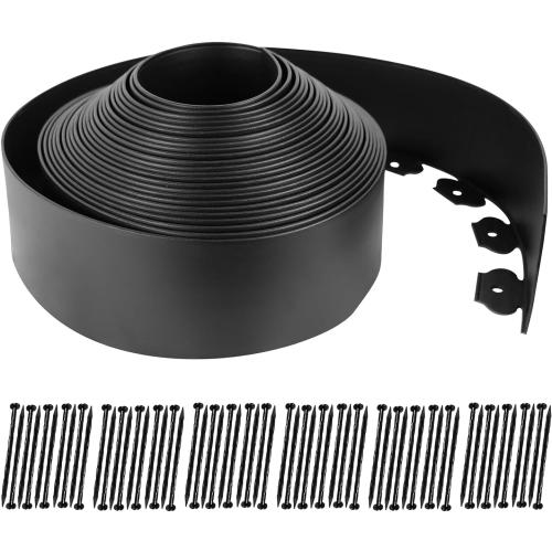 Hugeleaf 4.5 Inch Tall Landscape Edging 60 Feet Garden Edging with 60 Spikes, Plastic Landscape Border Edging for Landscaping Lawn, Flower Beds(Black)