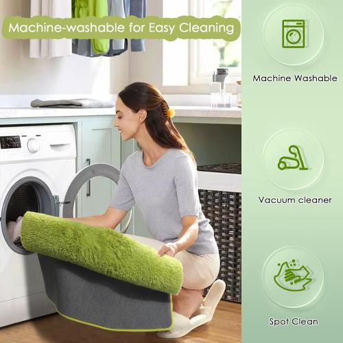 Grass Green Rugs for Bedroom, Fluffy Shag Area Rug 4x6 for Kids Room Living Room Baby Nursery Decor Aesthetic, Cute Furry Cool Shaggy Throw Bedside Fuzzy Plush Moss Carpet for Dorm Classroom Playroom