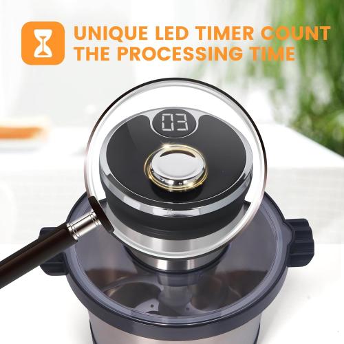16 cup steel bowl 850W Electric Food Processor,LED timer. 3-Tiered 6 Cutting Edges blade for mincing, chopping,Ideal as meat grinder,fresh vegetables chopper,pet food process in kitchen.
