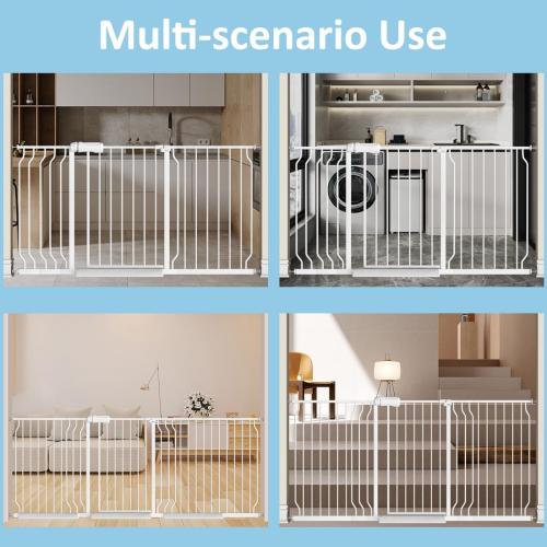 TSAYAWA Baby Gate Extra Wide Fits 29-57.5 inch Wide Opening - Dog Pet Gates for Doorways Stairs No Drilling Pressure Mounted - Large Child Safety Gate Indoor Outdoor White