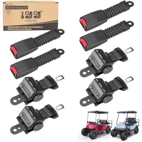 10L0L 4PCS Universal Retractable Golf Cart Seat Belt Kit for Yamaha, EZGO, Club Car, Fits Front Rear Seat (Not Include Bracket)
