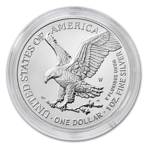 2022 W 1 oz Burnished American Silver Eagle Brilliant Uncirculated (in Capsule) with Original United States Mint Certificate of Authenticity $1 Seller BU