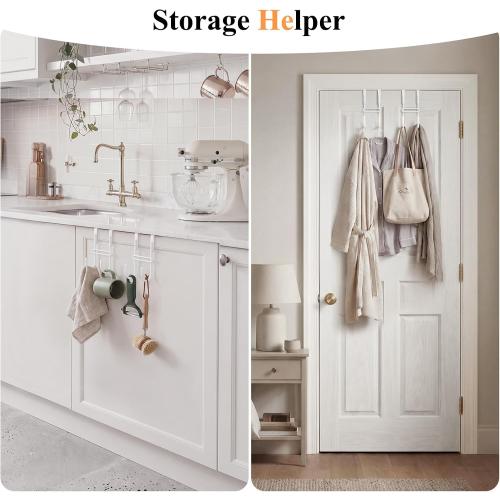 FYY Over the Door Hooks - Heavy Duty Double Hanger,Fits 1.5 in Door, 2 Pack
