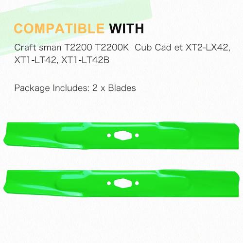 2 Pack Mower Ultra High-Lift Blade Replaces OEM 742-05177 742P05177 742P05528 Compatible with Cub Cadet MTD XT1-LT42 XT2-LX42 42 inch Deck Lawn Mower