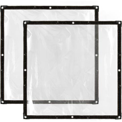 Cosmos 2 Pcs Clear Tarp Cover Heavy Duty Transparent Plastic Tarpaulin Rain Tarp with Grommets for Garden Greenhouse Plant Cover Balcony Patio Outdoor Camping, Waterproof & Tear Resistant, 39 x 39 in