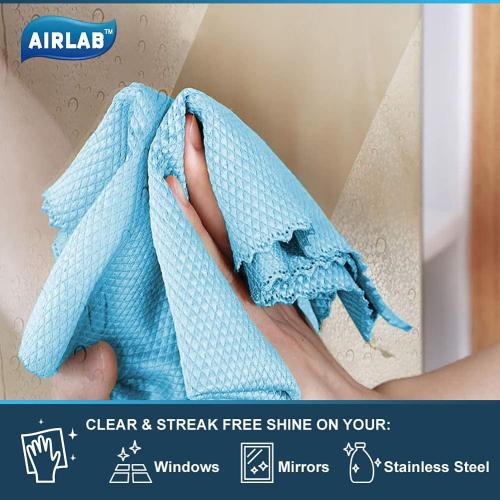 Airlab Streak Free Miracle Cleaning Cloths Easy Clean Nanoscale, Pack of 8, 12'' x 16'', Microfiber Polishing Windows Glass Lint Free Rags Stainless Steel Car Kitchen Reusable