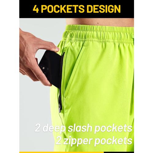 MIER Men's Workout Running Shorts 7 Inch Lightweight Athletic with Zipper Pockets No Liner Quick-Dry Gym Active Shorts size small