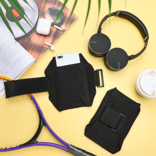 Jadive 2 Packs Cell Phone Leg Straps Leg Phone Holder Arm Smartphone Band Non Slip Ankle Wallet Calf Straps Adjustable Arm Pouch for Women Men Running Hiking Equestrian Motorcycle(Black)