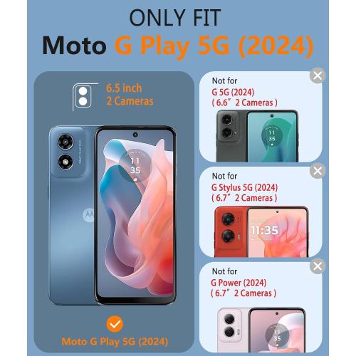 FNTCASE for Moto G-Play 2024 Case: Dual Layer Non Slip Military Grade Blue