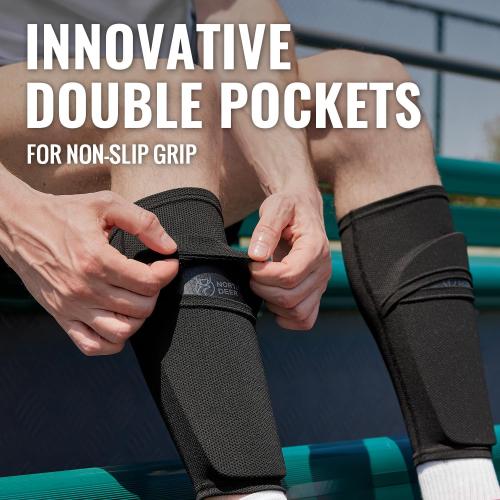 Northdeer Soccer Shin Guards for Kids Adults. Sleeves with Optimized Insert Pocket - Protective Soccer for Boys Girls Men