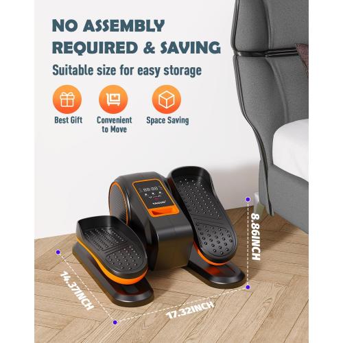 Under Desk Elliptical Machine, Electric Ellipse Leg Exerciser for Senior, 12 Adjustable Speeds Quiet and Portable Seated Pedal Exerciser for Training with Remote Control