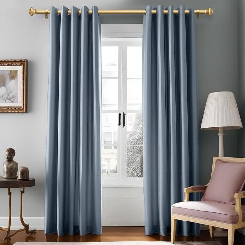 Gold Curtain Rods for Windows 66 to 120 Inches Adjustable Decorative 1 Inch Diameter Single Window Curtain Rod Set with Classic Finials, Gold Finishing