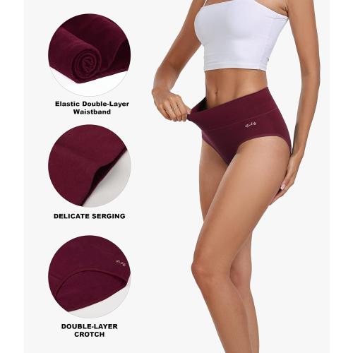 Size XXL coskefy Women's High Waisted Cotton Underwear Soft Breathable Panties Stretch Briefs Ladies Panties 5 Pack