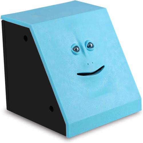 Youngine Novelty Face Bank Coin Eating Savings Bank Money Saving Collection Piggy Bank (Blue)