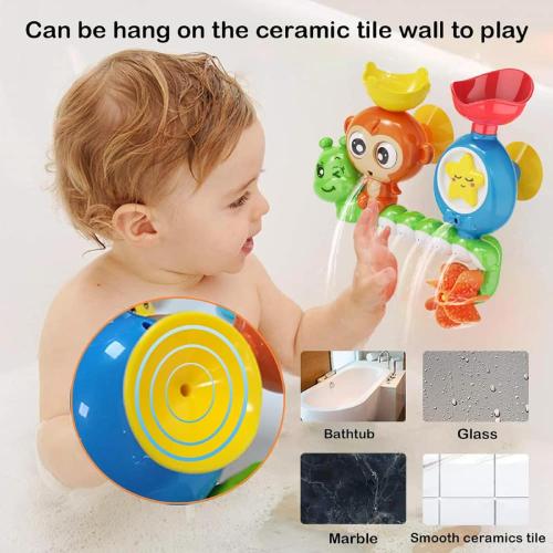 G-WACK Bath Toys for Toddlers Age 1 2 3 Year Old Girl Boy, Preschool New Born Baby Bathtub Water Toys, Durable Interactive Multicolored Infant Toy, Lovely Monkey Caterpillar, 2 Strong Suction Cups